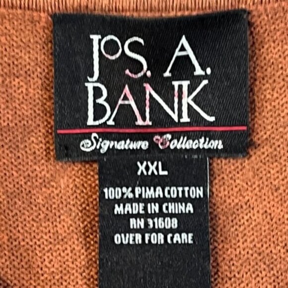 JOS A BANK Men's Signature Collection Pima Cotton Collared Polo Sweater Rust XXL - Picture 5 of 9